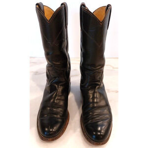 Justin Ropers Womens Sz 4.5 B Round Toe Black Leather Western Cowboy Boots L3703